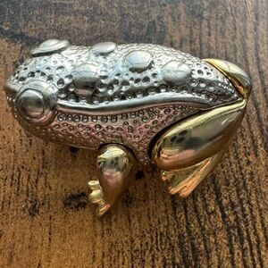 Silver Tone and Gold Tone Vintage Signed Liz Claiborne Frog Brooch